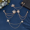 4Pcs 4 Styles Rhinestone Crown & Star Hanging Chain Brooch JEWB-OC0001-09-4