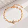 Fashionable Brass Pave Clear Cubic Zirconia Four-leaf Clover Zirconia Link Bracelets for Women QT0257-1