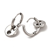 Non-Tarnish 304 Stainless Steel Coffee Bean Dangle Hoop Earrings for Women EJEW-P219-17P-2