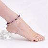Natural Gemstone Chip Anklets AJEW-AN00177-4