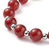 Natural Red Agate Carnelian(Dyed & Heated) & Green Aventurine Stretch Bracelet with Alloy Christmas Tree Charm BJEW-TA00124-5