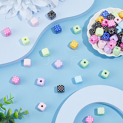 60Pcs Opaque Acrylic Beads SACR-DR0001-01B-1