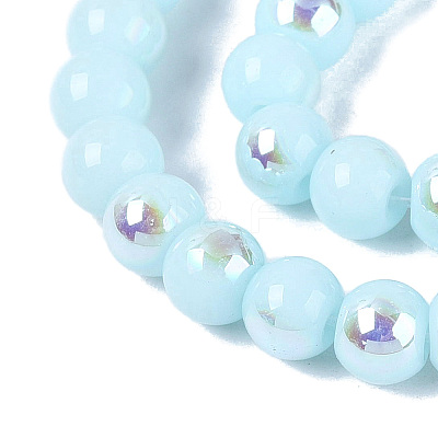 Electroplate Opaque Glass Beads Strands LS-EGLA-Q132-6MM-01C-12-1