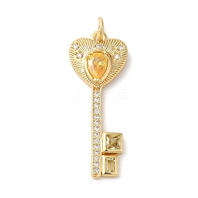 Rack Plating Brass Micro Pave Cubic Zirconia Pendants KK-U022-16C-02-1