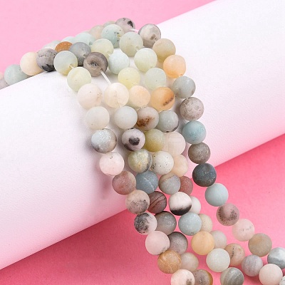 Natural Flower Amazonite Beads Strands X-G-G692-01F-6mm-1