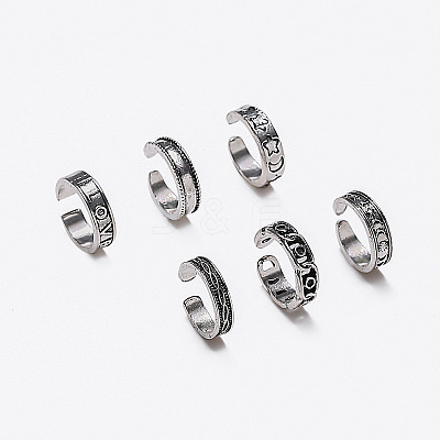 6Pcs Tibetan Style Alloy Cuff Toe Rings Sets WG87053-05-1