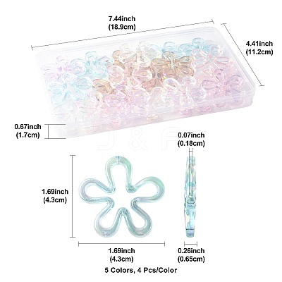 20Pcs 5 Colors Plated UV Acrylic Beads TACR-FS0001-66-1