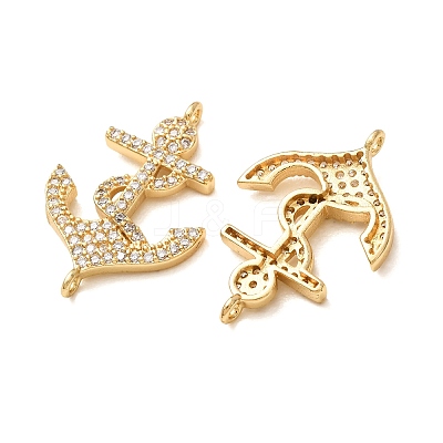 Brass Micro Pave Clear Cubic Zirconia Connector Charms CU-CBA4579-17G-1