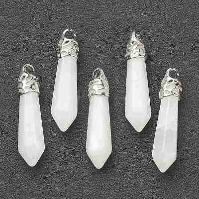 Bullet Natural White Jade Pointed Pendants LS-G-E332-C27-1
