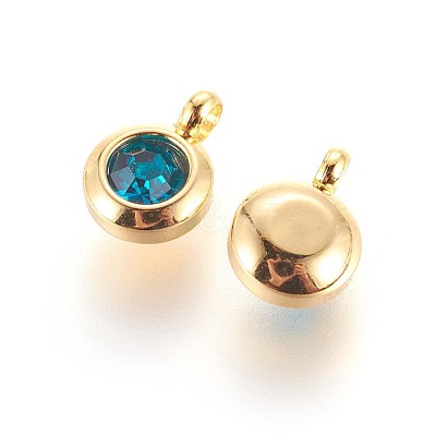 304 Stainless Steel Rhinestone Charms STAS-P237-10G-14-1