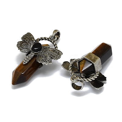 Natural Tiger Eye Faceted Pointed Bullet Big Pendants G-Q165-01AS-02-1