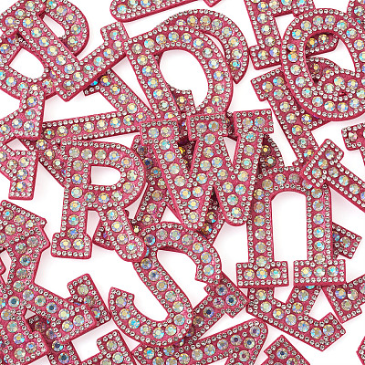 Alphabet Resin Rhinestone Patches DIY-TAC0005-45C-1