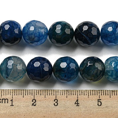 Faceted Natural Dragon Veins Agate Beads Strands G-F447-12mm-L06-1