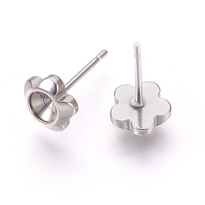 Non-Tarnish 201 Stainless Steel Post Stud Earring Settings STAS-I097-008P-1