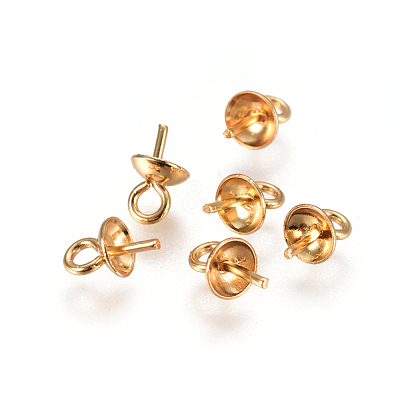 PVD Vacuum Plating 304 Stainless Steel Cup Pearl Peg Bails Pin Pendants STAS-I120-54A-G-1