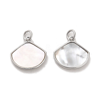 Brass Pave Shell Shell Shape Charms with Jump Ring KK-K365-08D-P-1