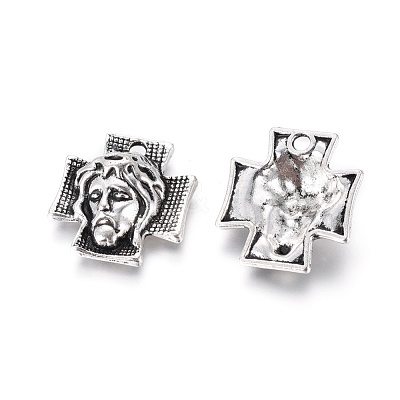 Tibetan Style Alloy Cross with Jesus Alloy Pendants for Easter Jewelry LF10674Y-NF-1