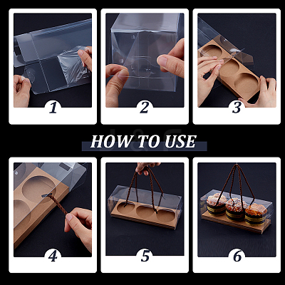 Folding Rectangle PET Plastic Portable Cupcake Gift Storage Box CON-WH0085-137B-1