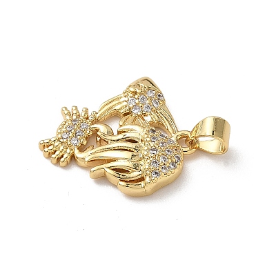 Brass Micro Pave Cubic Zirconia Pendants KK-D502-28B-G-1