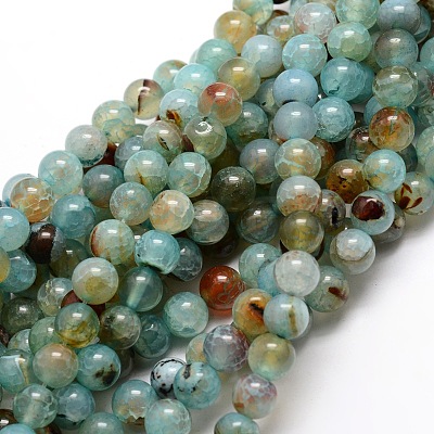 Dyed Natural Agate Round Beads Strands X-G-E321A-10mm-02-1