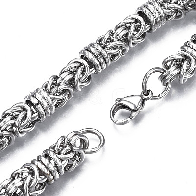 Non-Tarnish 201 Stainless Steel Byzantine Chain Bracelets BJEW-S057-93-1