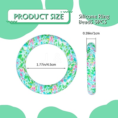 5Pcs Ring Food Grade Eco-Friendly Silicone Beads JX894M-1