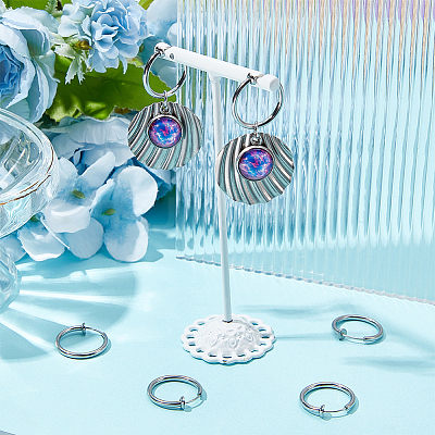4 Pairs 201 Stainless Steel Retractable Clip-on Hoop Earrings STAS-UN0052-03A-1