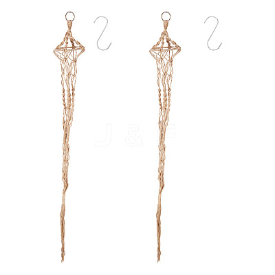 2Pcs Handmade Macrame Polyester Plant Hanger AJEW-HS0001-48-1