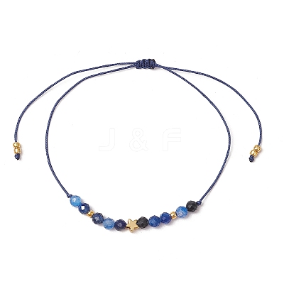 Natural Round Kyanite Beads Braided Bead Bracelets for Women BJEW-JB11655-10-1