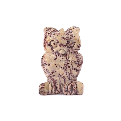 Natural Dendritic Jasper Owl Home Desktop Decoration PW-WG643F5-01-1