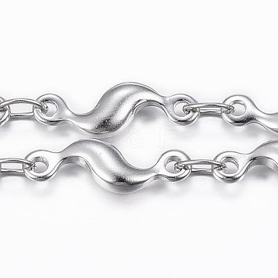 Tarnish Resistant 304 Stainless Steel Bar Link Chains CHS-H009-16P-1