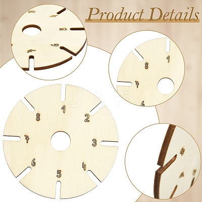 4Pcs 4 Styles Wood Braiding Disk AJEW-YW0002-16-1