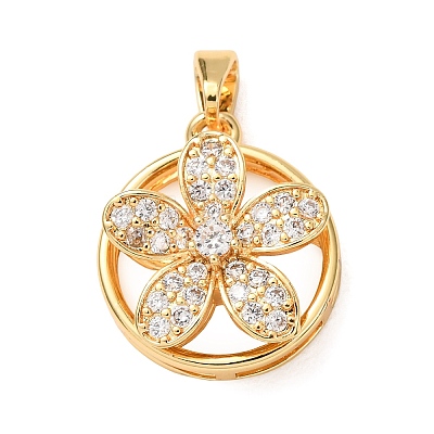 Brass Micro Pave Clear Cubic Zirconia Pendants CU-CBA959F-03D-G-1