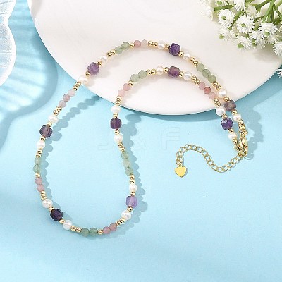 Gemstone & Natural Cultured Freshwater Pearl Beads Necklaces for Women NJEW-JN06518-03-1