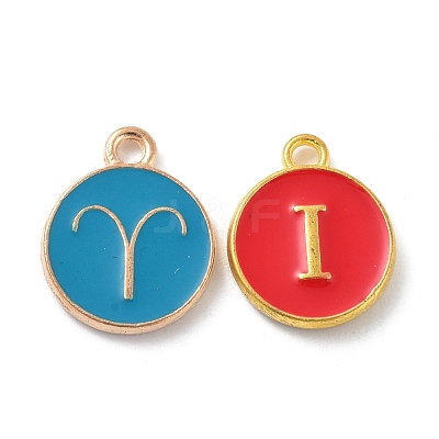 Flat Round Alloy Enamel Pendant PALLOY-XCP0001-34-1