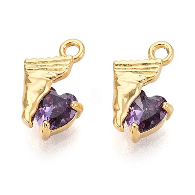 Brass Micro Pave Cubic Zirconia Charms KK-N263-96A-G-1