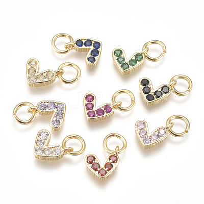 Brass Micro Pave Cubic Zirconia Charms ZIRC-F111-08G-1