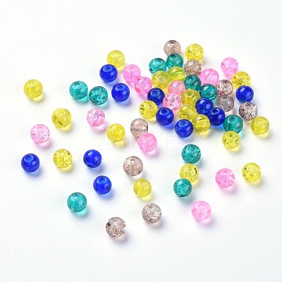 Baking Paint Crackle Glass Beads DGLA-X0006-6mm-04-1