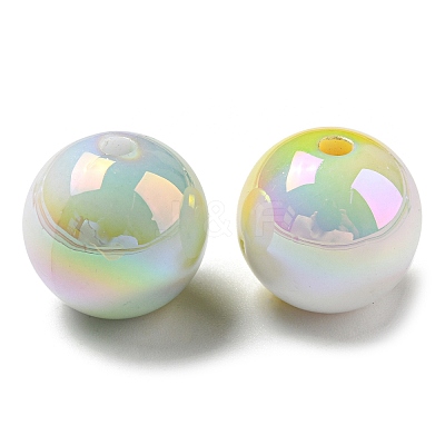 UV Plating Rainbow Iridescent Opaque Acrylic Beads X-MACR-D081-01-1