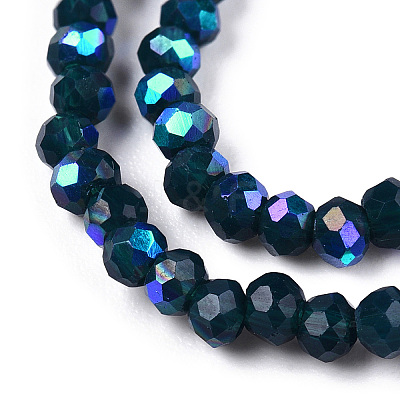 Electroplate Opaque Solid Color Glass Beads Strands EGLA-A034-P1mm-L07-1