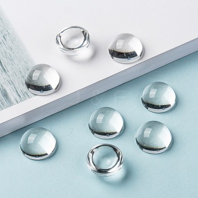 Transparent Half Round Glass Cabochons GGLA-R027-18mm-1