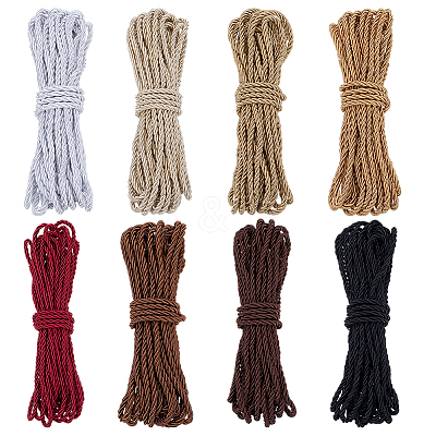 8 Bundles 8 Colors Round Polyester Twisted Cord WCOR-PH0001-06A-1