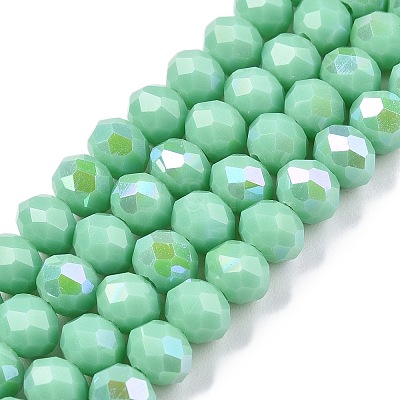 Electroplate Opaque Solid Color Glass Beads Strands EGLA-A044-P6mm-L14-1