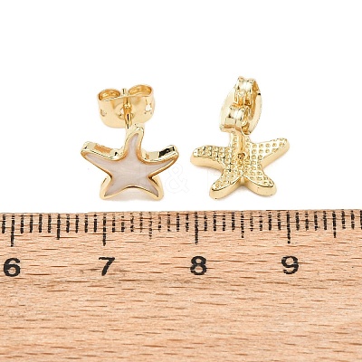 Brass Enamel Stud Earrings EJEW-B152-01G-05-1