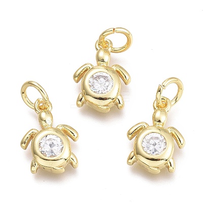 Brass Micro Pave Cubic Zirconia Pendants KK-P187-12C-G-1