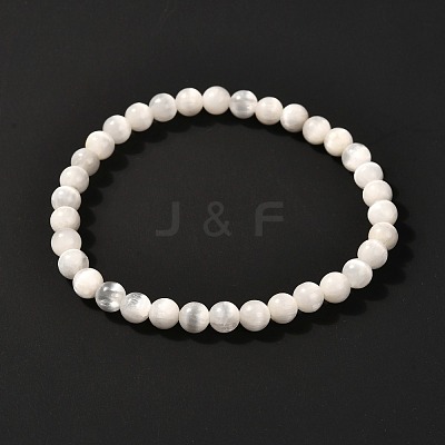 Natural Selenite Beads Stretch Bracelets BJEW-JB06620-01-1
