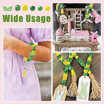 140Pcs 6 Styles Spray Painted Wooden Beads WOOD-FS0002-54-1