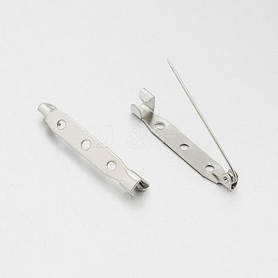 Iron Brooch Pin Back Safety Catch Bar Pins with 3 Holes IFIN-A171-04H-1