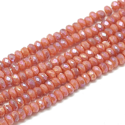 Electroplate Opaque Solid Color Glass Beads Strands X-EGLA-Q112-B10-1