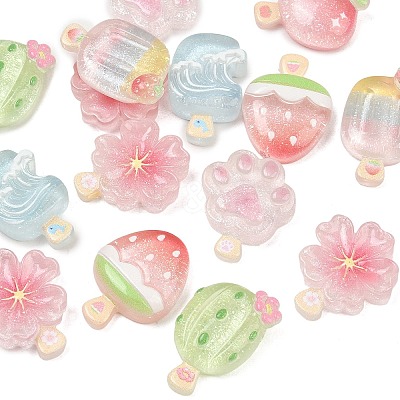 Printed Transparent Resin Imitation Food Cabochons RE-CBA8643-04-1